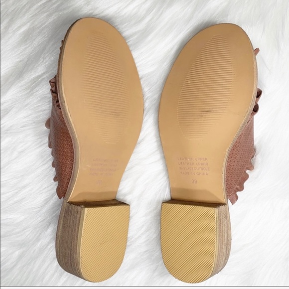 SOLD-Anthropologie Leather Ruffled Slip On Mules - Picture 6 of 8